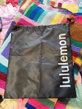 lululemon athletica Black Drawstring Shoe/Accessories Bag with White Logo